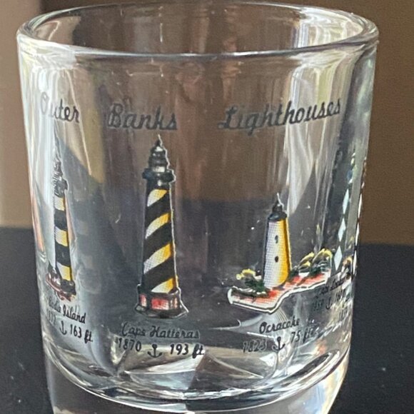 Outer Banks Lighthouses With Beveled Glass Bottom Clear Shot Glass - Picture 3 of 10